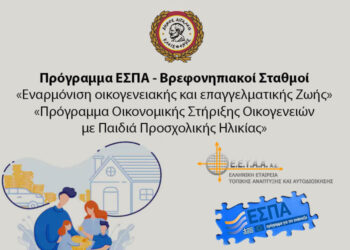 ΠΡΟΓΡΑΜΜΑ ΕΣΠΑ «ΕΝΑΡΜΟΝΙΣΗ ΟΙΚΟΓΕΝΕΙΑΚΗΣ ΚΑΙ ΕΠΑΓΓΕΛΜΑΤΙΚΗΣ ΖΩΗΣ» ΚΑΙ «ΠΡΟΓΡΑΜΜΑ ΟΙΚΟΝΟΜΙΚΗΣ ΣΤΗΡΙΞΗΣ ΟΙΚΟΓΕΝΕΙΩΝ ΜΕ ΠΑΙΔΙΑ ΠΡΟΣΧΟΛΙΚΗΣ ΗΛΙΚΙΑΣ» ΠΕΡΙΟΔΟΥ 2021-22