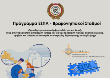 ΠΡΟΓΡΑΜΜΑ ΕΣΠΑ «ΠΡΟΩΘΗΣΗ ΚΑΙ ΥΠΟΣΤΗΡΙΞΗ ΠΑΙΔΙΩΝ ΓΙΑ ΤΗΝ ΕΝΤΑΞΗ ΤΟΥΣ ΣΤΗΝ ΠΡΟΣΧΟΛΙΚΗ ΕΚΠΑΙΔΕΥΣΗ ΚΑΘΩΣ ΚΑΙ ΓΙΑ ΤΗΝ ΠΡΟΣΒΑΣΗ ΠΑΙΔΙΩΝ ΣΧΟΛΙΚΗΣ ΗΛΙΚΙΑΣ, ΕΦΗΒΩΝ ΚΑΙ ΑΤΟΜΩΝ ΜΕ ΑΝΑΠΗΡΙΑ, ΣΕ ΥΠΗΡΕΣΙΕΣ ΔΗΜΙΟΥΡΓΙΚΗΣ ΑΠΑΣΧΟΛΗΣΗΣ»