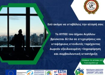 Δωρεάν εξειδικευμένη πληροφόρηση και συμβουλευτική σε θέματα επιχειρηματικότητας από το ΚΥΠΕΕ του Δήμου Αιγάλεω