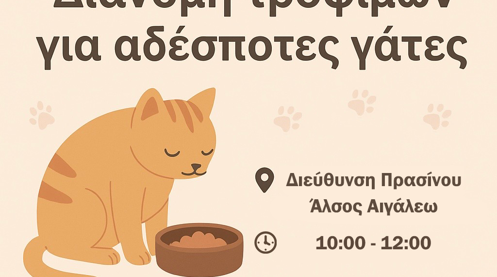 Παγκόσμια Ημέρα Ζώων – Ο Δήμος Αιγάλεω στηρίζει τις αδέσποτες γάτες 🐾