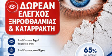 Δωρεάν Έλεγχος Ξηροφθαλμίας & Καταρράκτη για τους κατοίκους του Δήμου Αιγάλεω
